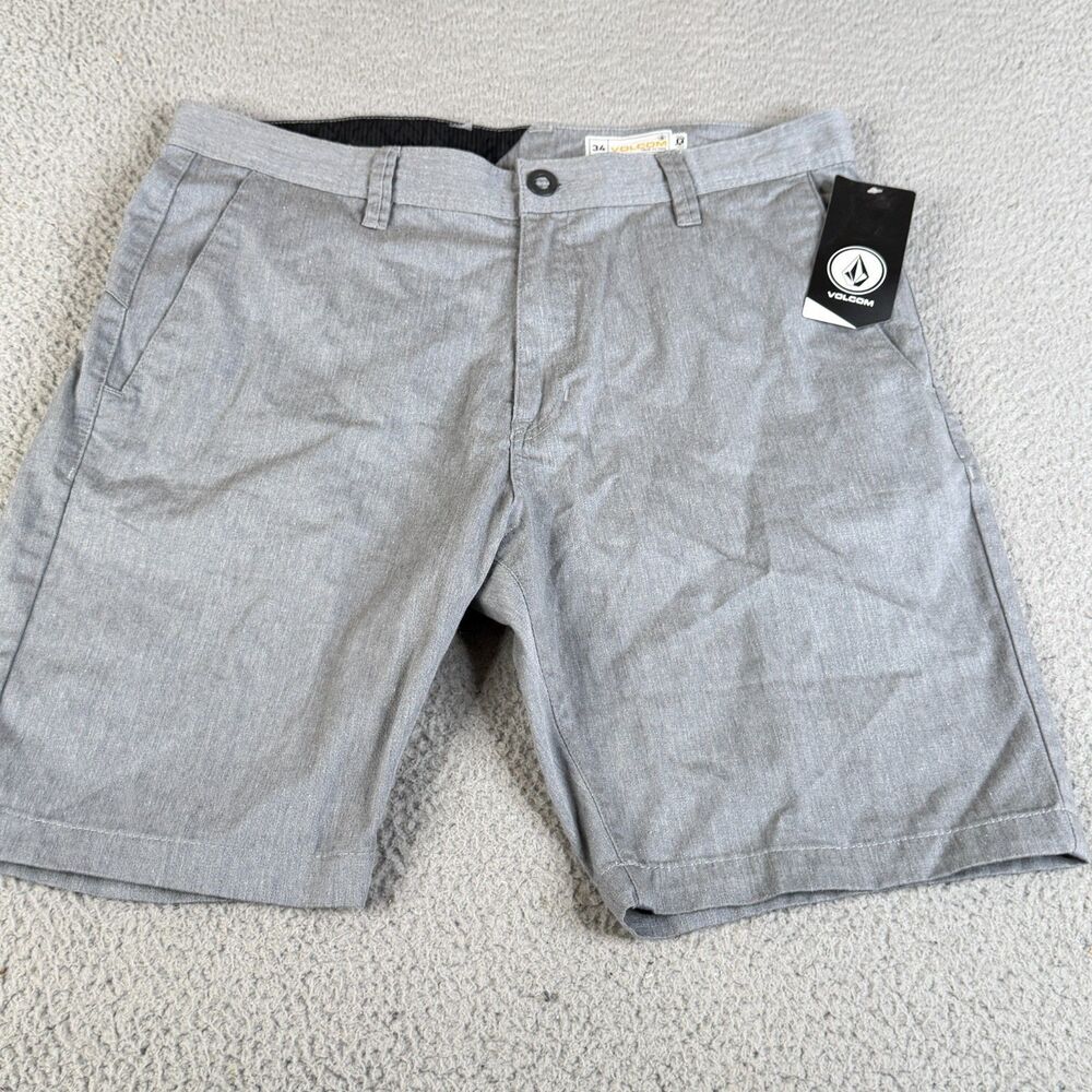 VOLCOM Chino Shorts Mens 34 Gray Flat Front Classic Fit Outdoor Surf Skate